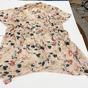 Torrid Sheer Babydoll Tunic Size 3 Flutter Button Soft Girl Floral Fairy Feminin
